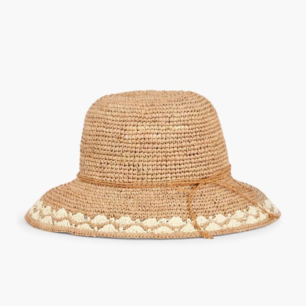 NWOT Talbots Raffia Crochet Trim Floppy Hat